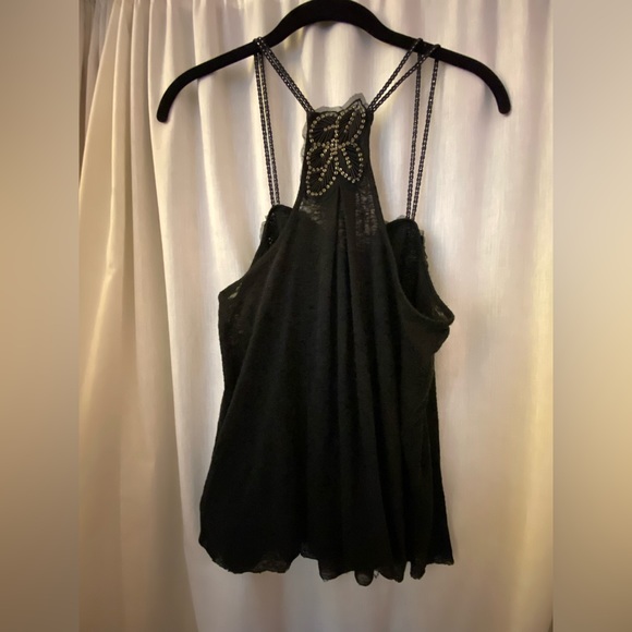 Free People Black Beaded Double Strap Tank Top Size Woman’s Small - Picture 7 of 9